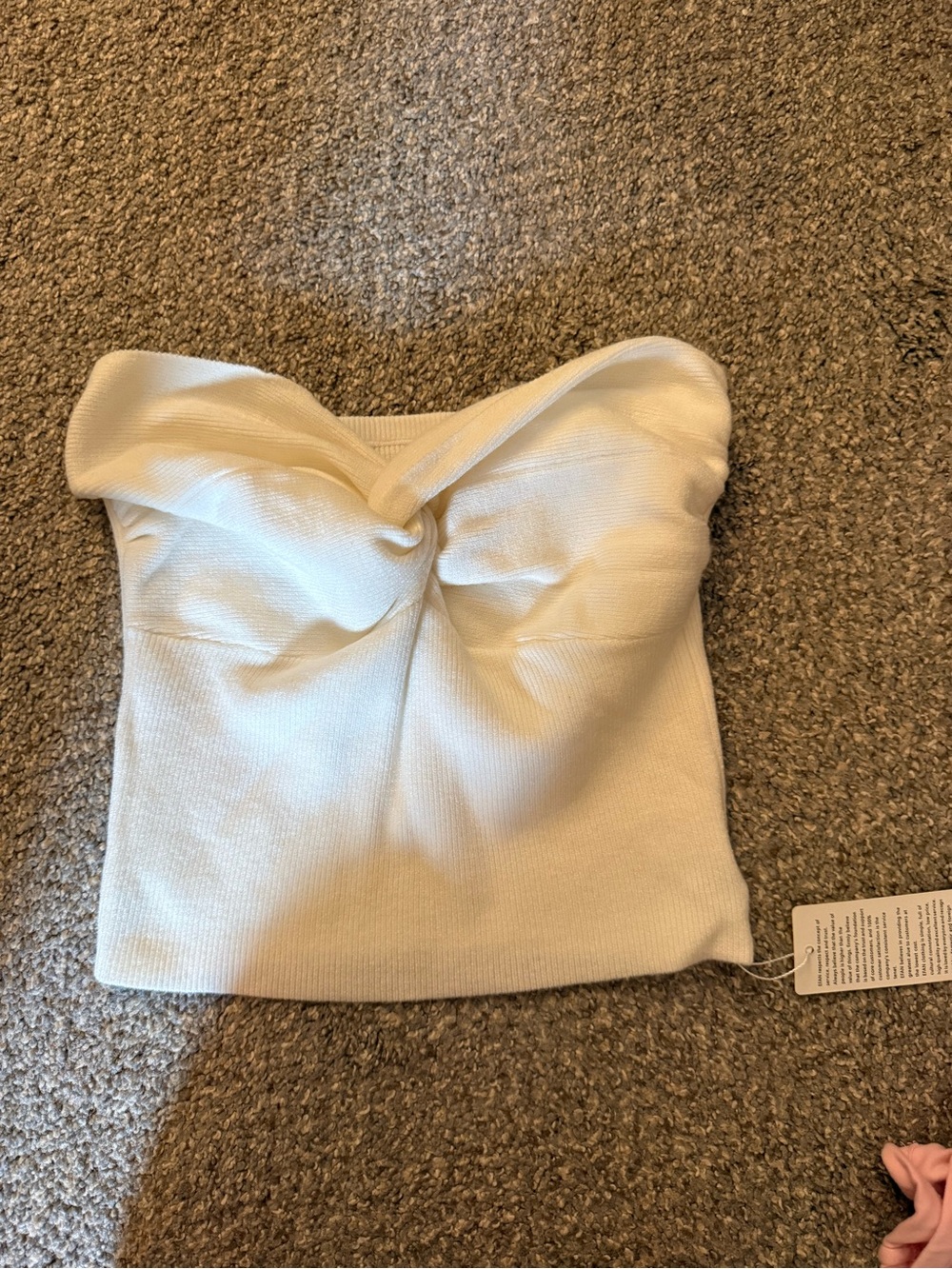 Strapless Twist-Front Knit Tube Top - Cream